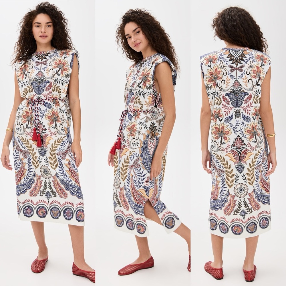 Farm Rio Off-White Boho Glam Midi Dress Size XS $160